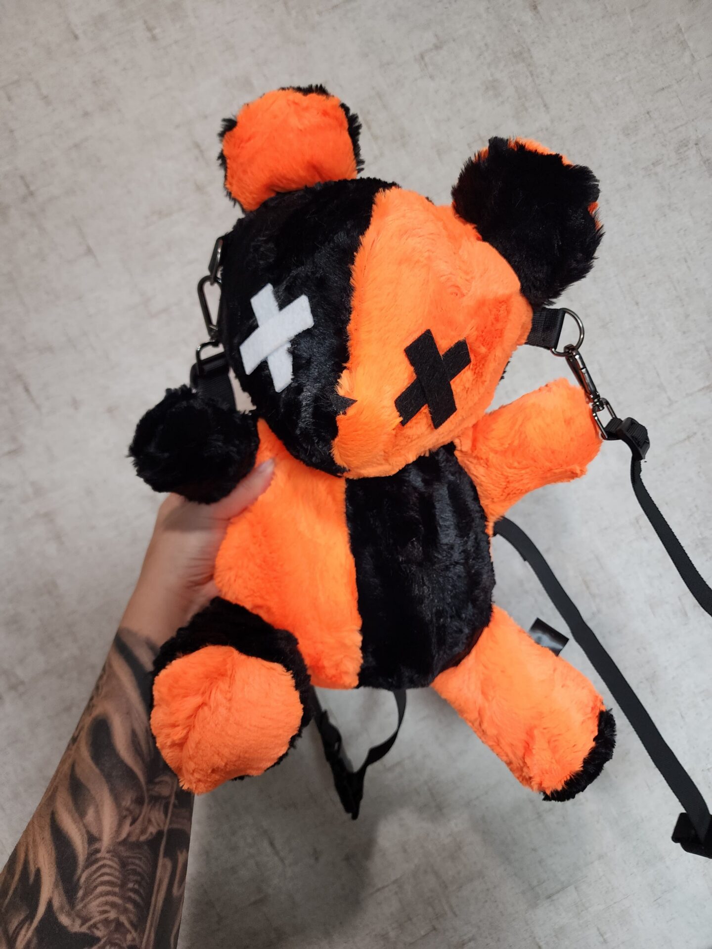 Orange & Black DEADY BEAR Plush Backpack #056 - Venom Doll 
