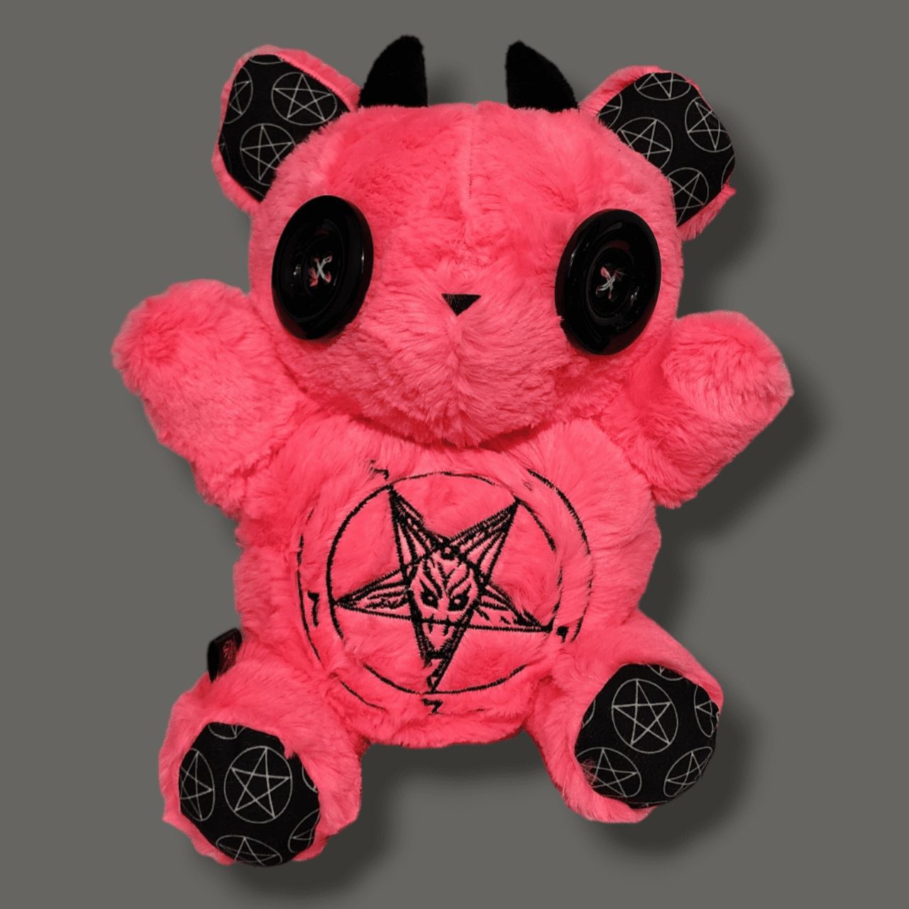 Neon pink Baphomet Bear - Venom Doll Plushies